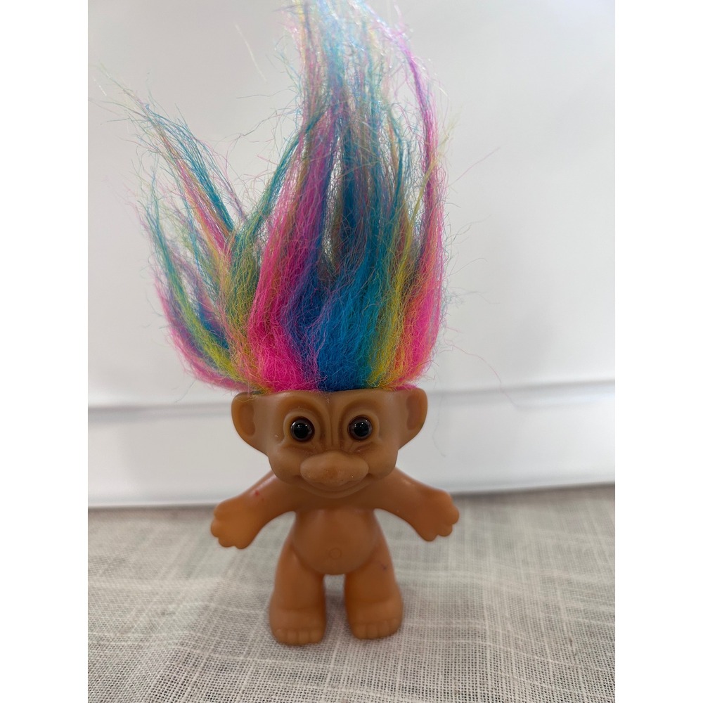 Russ Troll Doll Unisex 3in Multi Color Rainbow Neon Hair Vintage Collectible